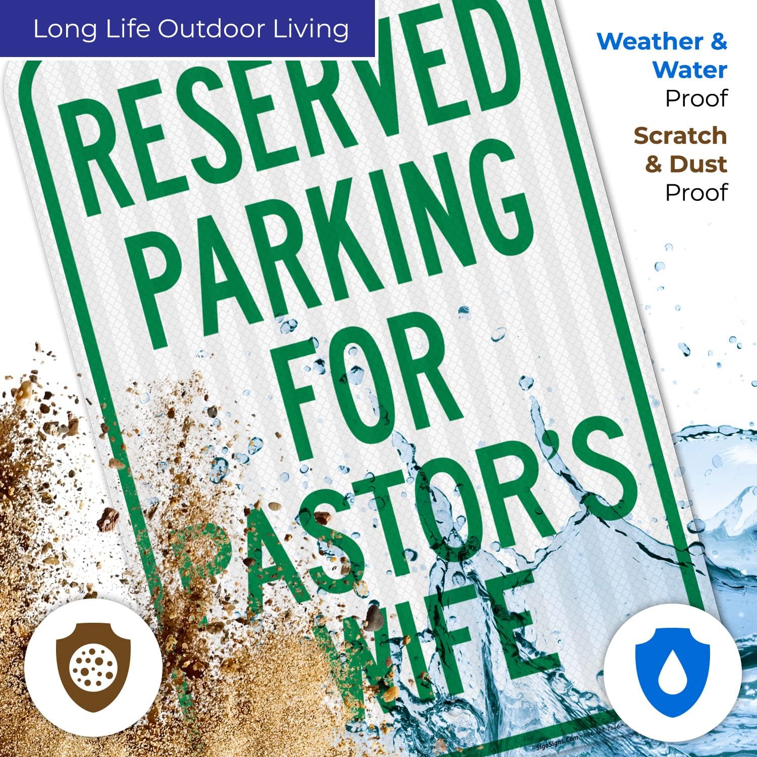 Parking Reserved for Pastor's Wife Sign, 12x18 Inches, 3M EGP Reflective .063 Aluminum, Fade Resistant, Made in USA