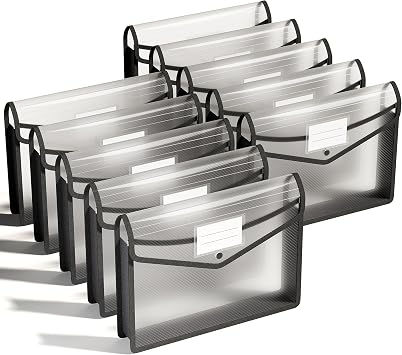 ThinkTex Plastic Expanding File Folder, Transparent envelopes with Snap | No Dividers,Large Capacity,Document Organizer for Receipts, Bills&Taxes,Letter/A4 Size for School/Office/Home-10 Pack