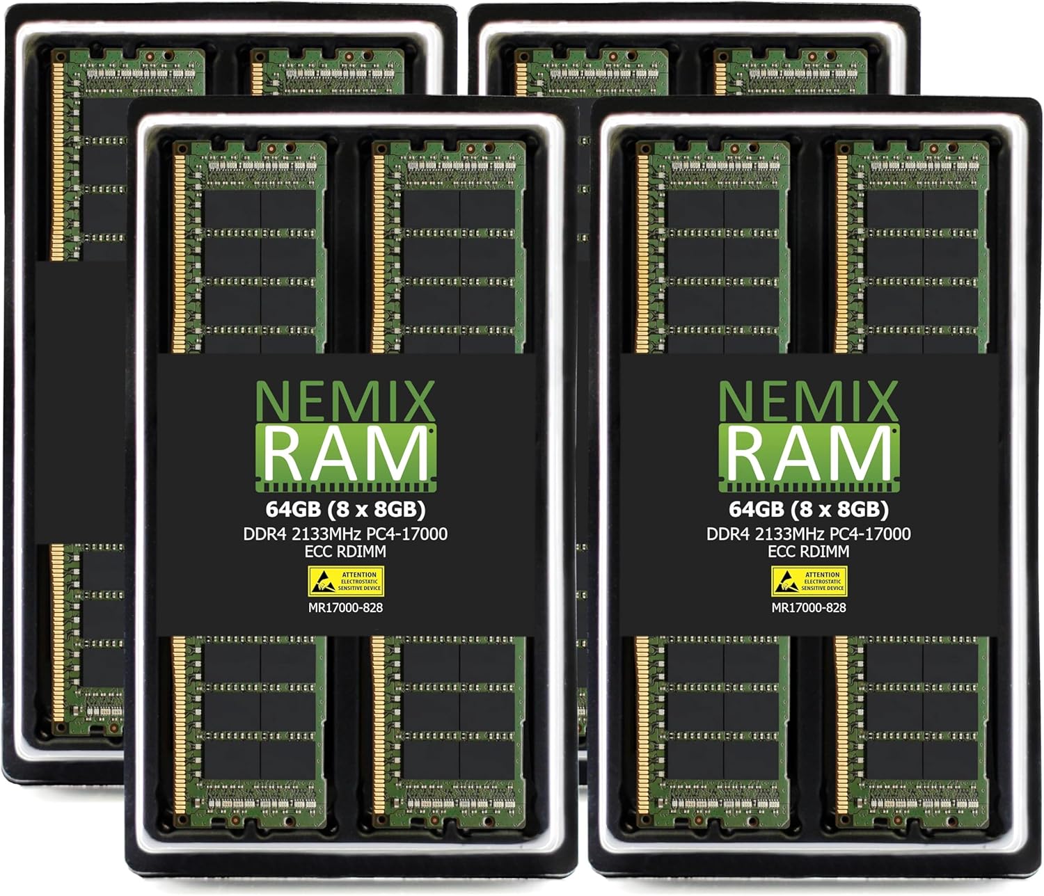 NEMIX RAM 64GB (8X8GB) DDR4 2133MHz PC4-17000 2Rx8 1.2V 288-PIN ECC RDIMM Registered Server Memory KIT