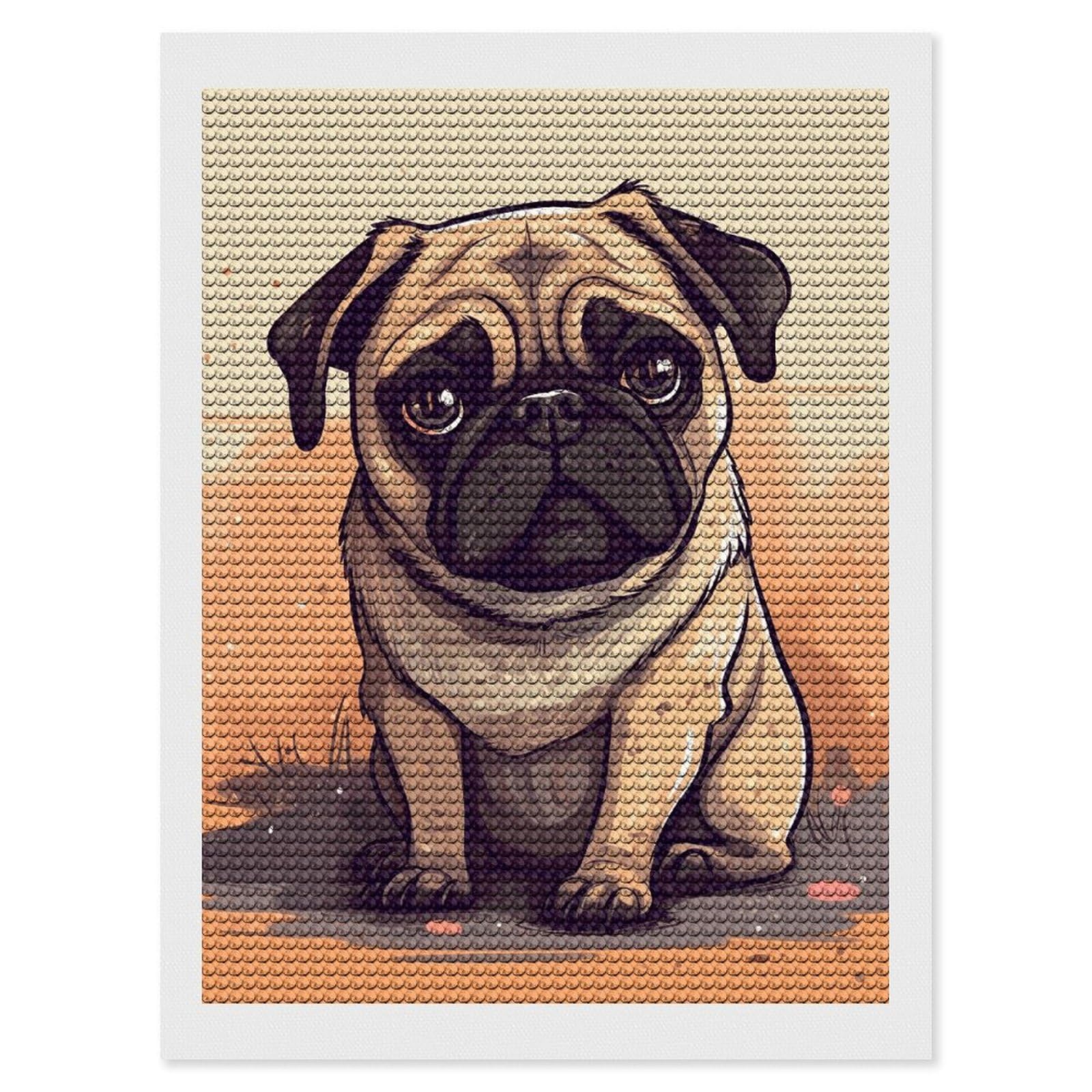 NONHAI Diamond Painting Kits for Adults - DIY Diamond Art Kits for Beginners - Full 5D Paint Drill Diamond Dots Paintings- Pug Cartoon Diamonds Pictures Gem Art and Craft Wall Decor 12"x16"