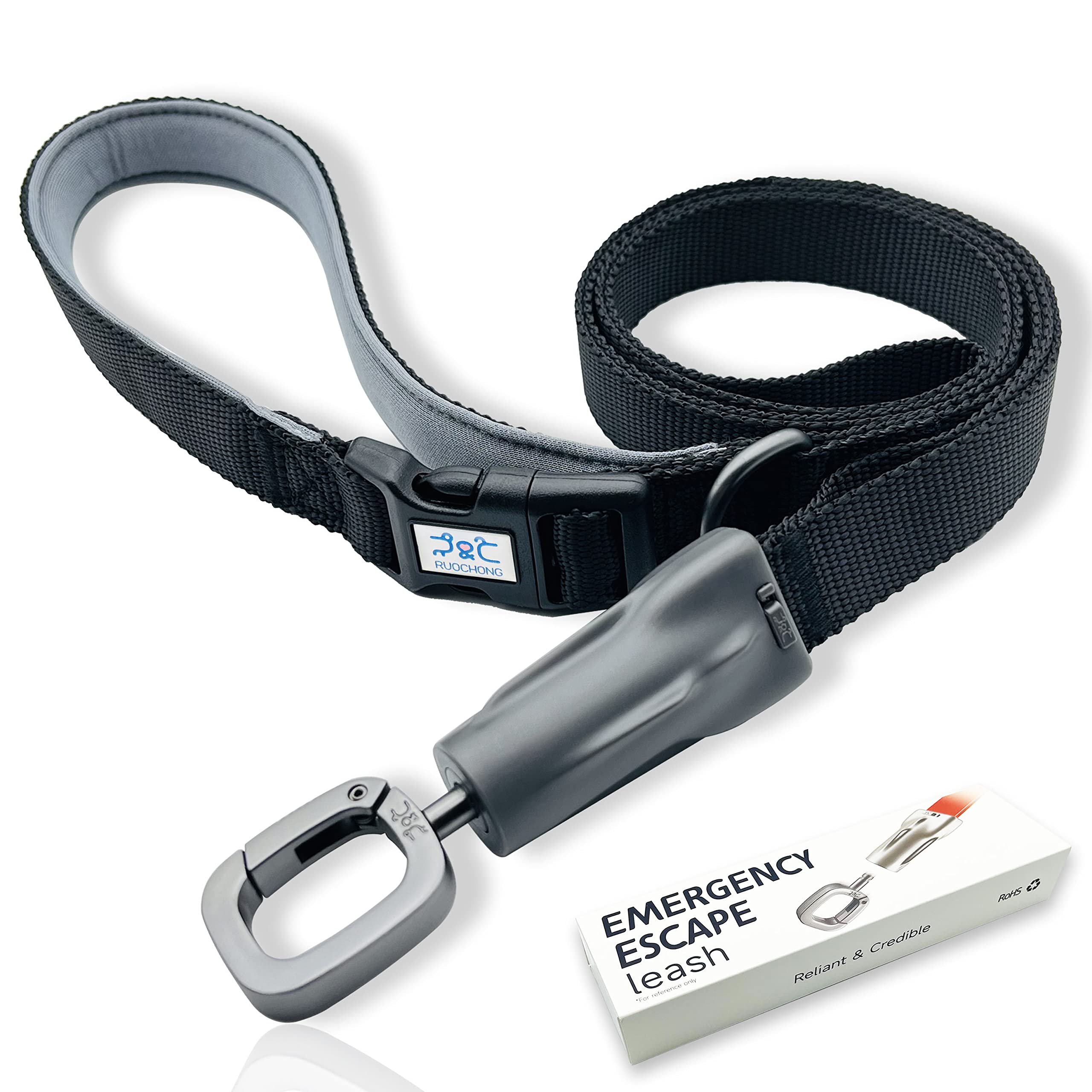 Emergency Escape Dog Leash with Padded Handles&Traffic Handle and Escape Safety Hook?Heavy Duty