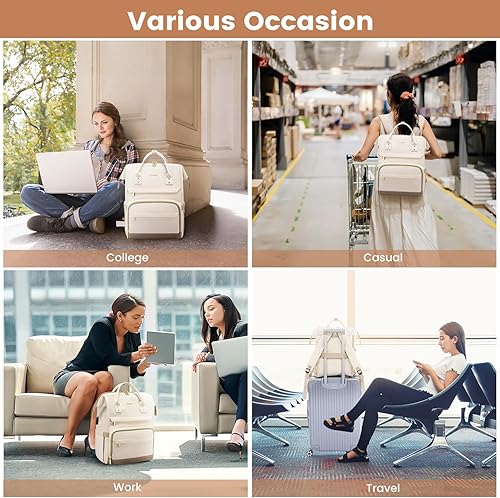 Miniatura 6 de LOVEVOOK Mochila para computadora portátil para mujer, mochila de trabajo de moda para viajes, negocios, profesora, enfermera, bolsa de computadora,