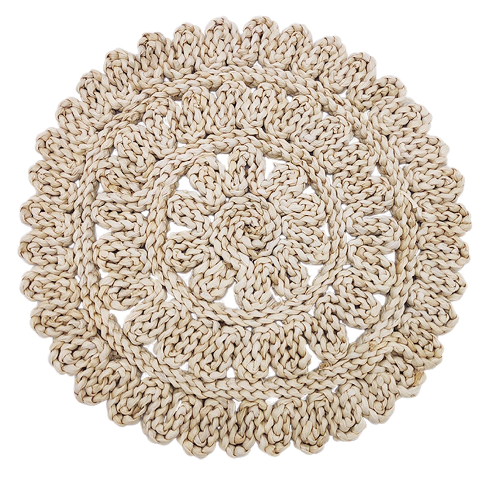 GrassWoven Placemat, Grass Woven Round Farmhouse Placemats For Kitchen Dining Table Multiple Sizes(D,38cm(14.9in)-6PCS)