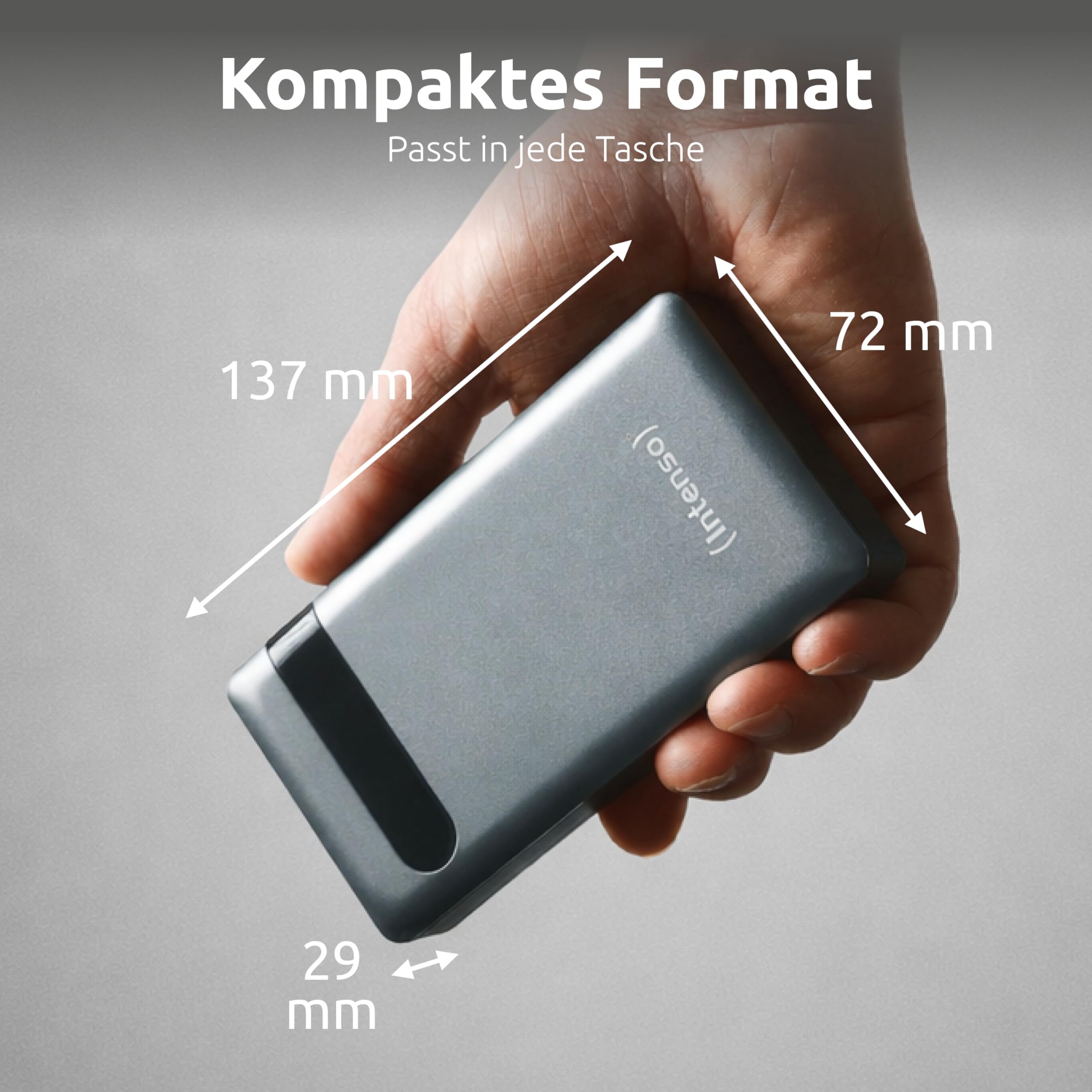 Intenso Powerbank PD 20000 - externer Akku mit Power Delivery & Quick Charge 3.0 (20000mAh, geeignet für Smartphone, Tablet, MP3 Player, Digitalkamera), Anthrazit