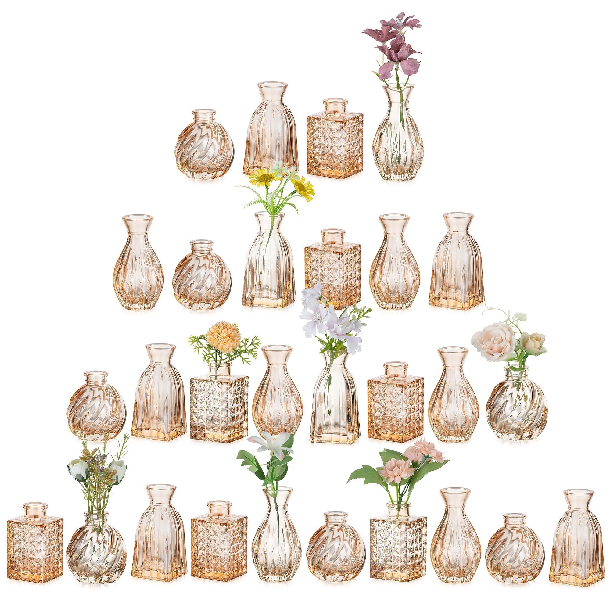 Mini vases vintage rustiques pour fleurs en lot de 28 pièces effet rose champagne