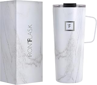 IRON °FLASK Tasse à café Grip - 24 oz, étanche, bouteille en acier inoxydable isolée sous vide, double paroi moderne, simple voyage thermo CM_24 marbre