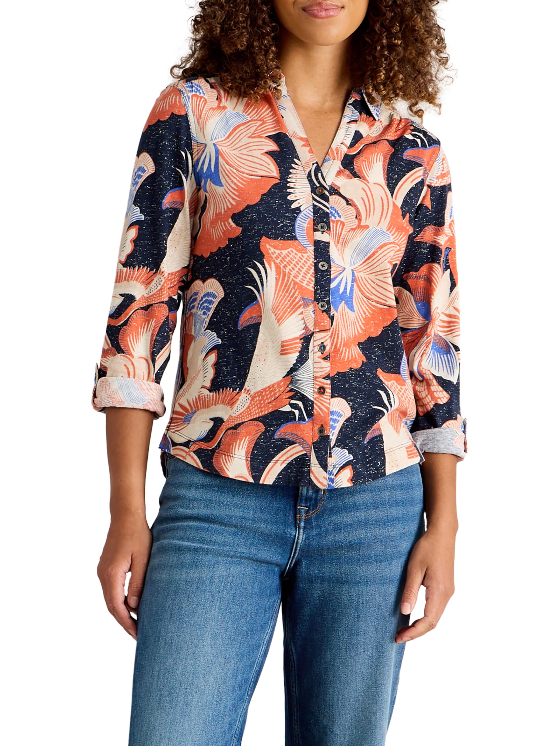 White Stuff Sophie Bio-Baumwollhemd - Normale Passform, Baumwollgewebe mit Knopfverschluss