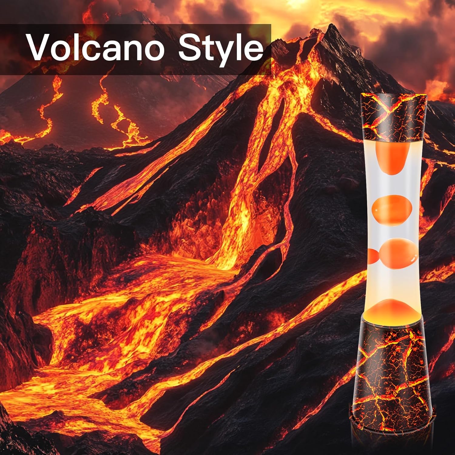 15.5-Inch Color Changing LED Lamp,Smart Timer Remote-Controlled Volcano Large Liquid Motion Lamp,Dynamic Shadow Ambiance Night Light & Christmas Gifts