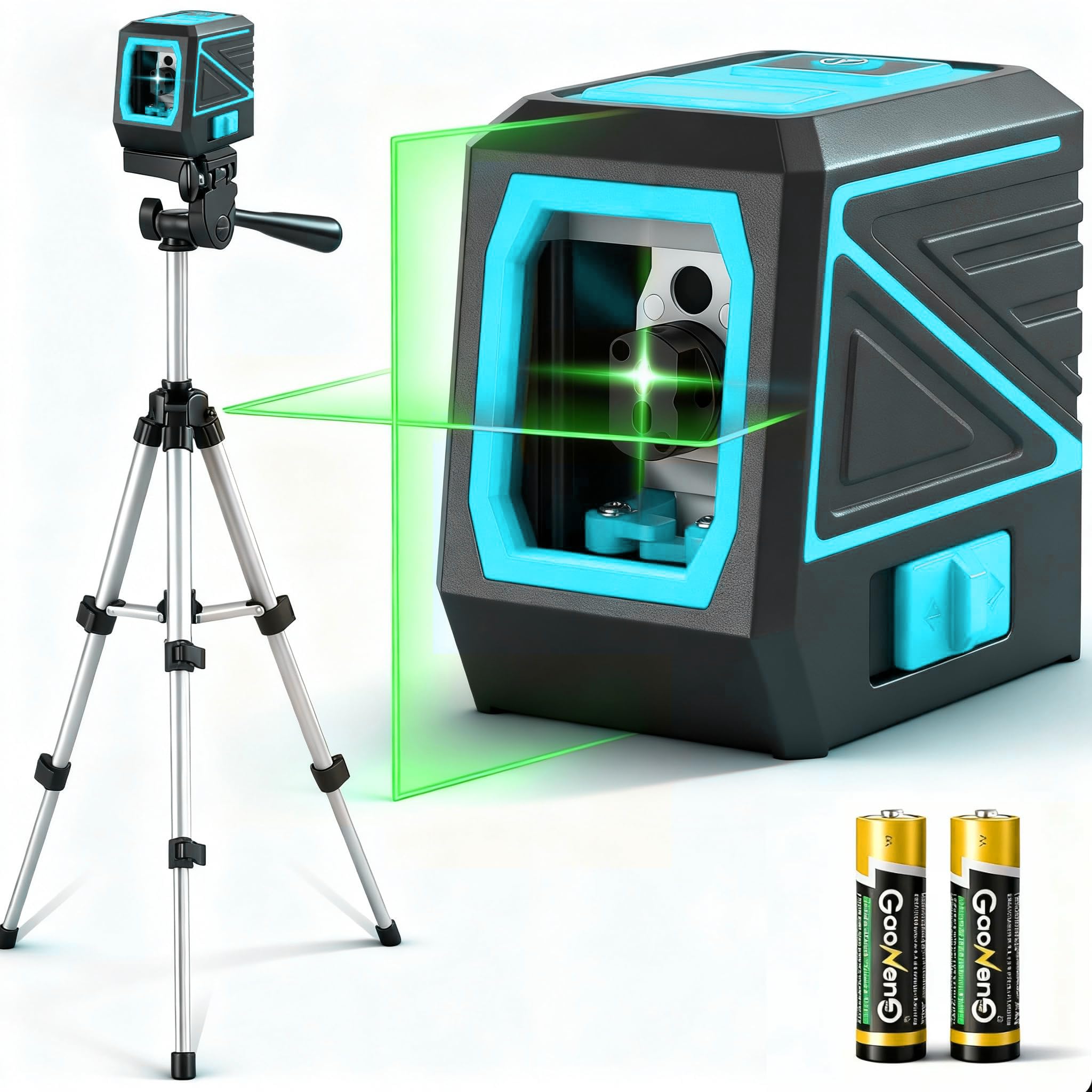 Laser Level with Tripod, 100 feet Green Cross Line Self Rotary Leveling Laser Level, Vertical and Horizontal Line, Rotatable 360 Degree, Manual Self leveling and Pulse Mode,IP54 Waterproof &amp; Battery