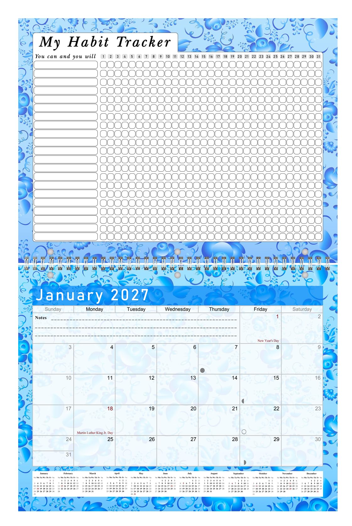 Calendario mensual de escritorio/pared 2023, rastreador de hábitos, diario motivacional y mensual de seguimiento de hábitos, diario inspirador (edición #019)