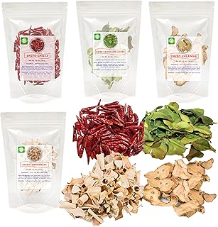 Lungcha Tom Yum Set for Thai Food Hot Spicy Soup 160 Gram Of Dried Chili 50 Gram, Dried Galangal 50 Gram, Dried Lemongrass...