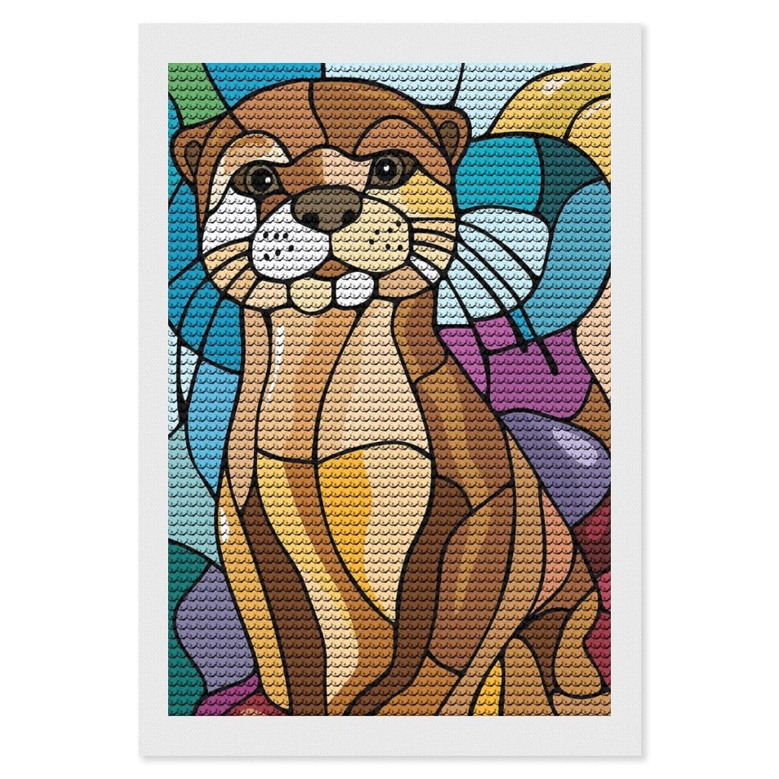 Junmoney Stained Glass Otter Diamond Art Canvas 8"x12", for Creative Relaxation, Simple to Start, Aesthetic Room Decor, Holiday Gift Idea