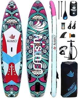 Inflatable Paddle Board for Adult, Paddle Board for All Skill Levels, Wide SUP Board with Primium Accessories Include SUP Carry Bag, Hand Pump, 10L Waterproof Bag and Adj Paddle