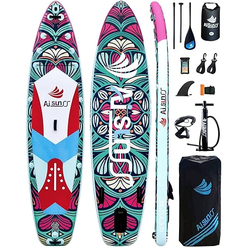 Inflatable Paddle Board for Adult, Paddle Board for All Skill Levels, Wide SUP Board with Primium Accessories Include SUP Carry Bag, Hand Pump, 10L Waterproof Bag and Adj Paddle