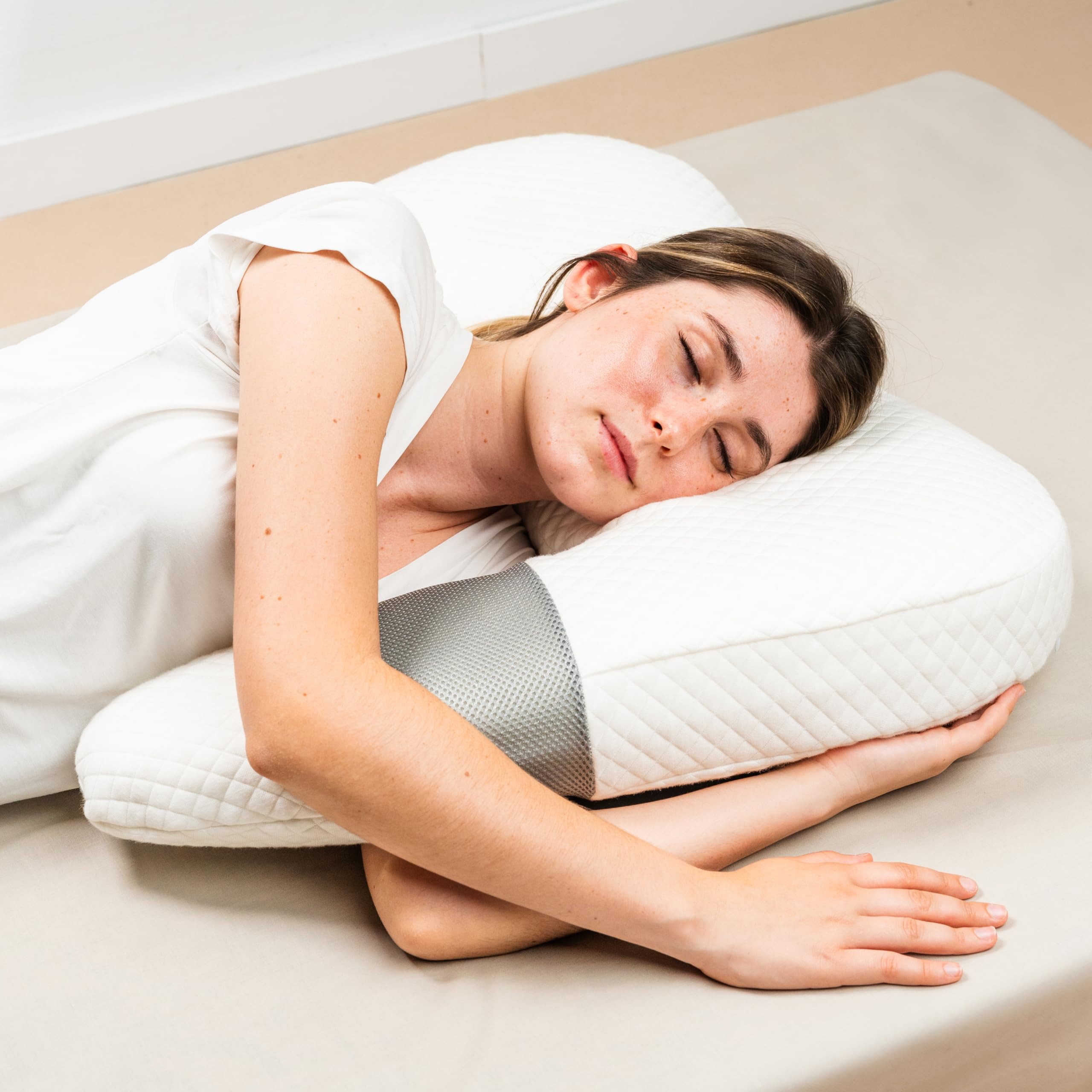 InnovaGoods® Almohada viscoelastica, Almohada ergonómica de Postura Lateral U, Disminuye la presión, Mejor Descanso en la Postura Correcta. Almohada Alivio, Descanso, relajación y Bienestar.