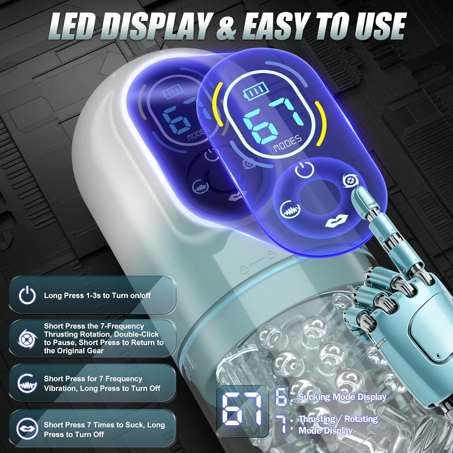 Male Masturbator Penis Pump Mens Sex Toy - Adult Sex Toys for Men Sex Toy 7 Thrusting Rotating Vibrating Sucking Licking - Pocket Pussy Adult Toys Blowjob Sex Machine Male Sex Toys Stroker