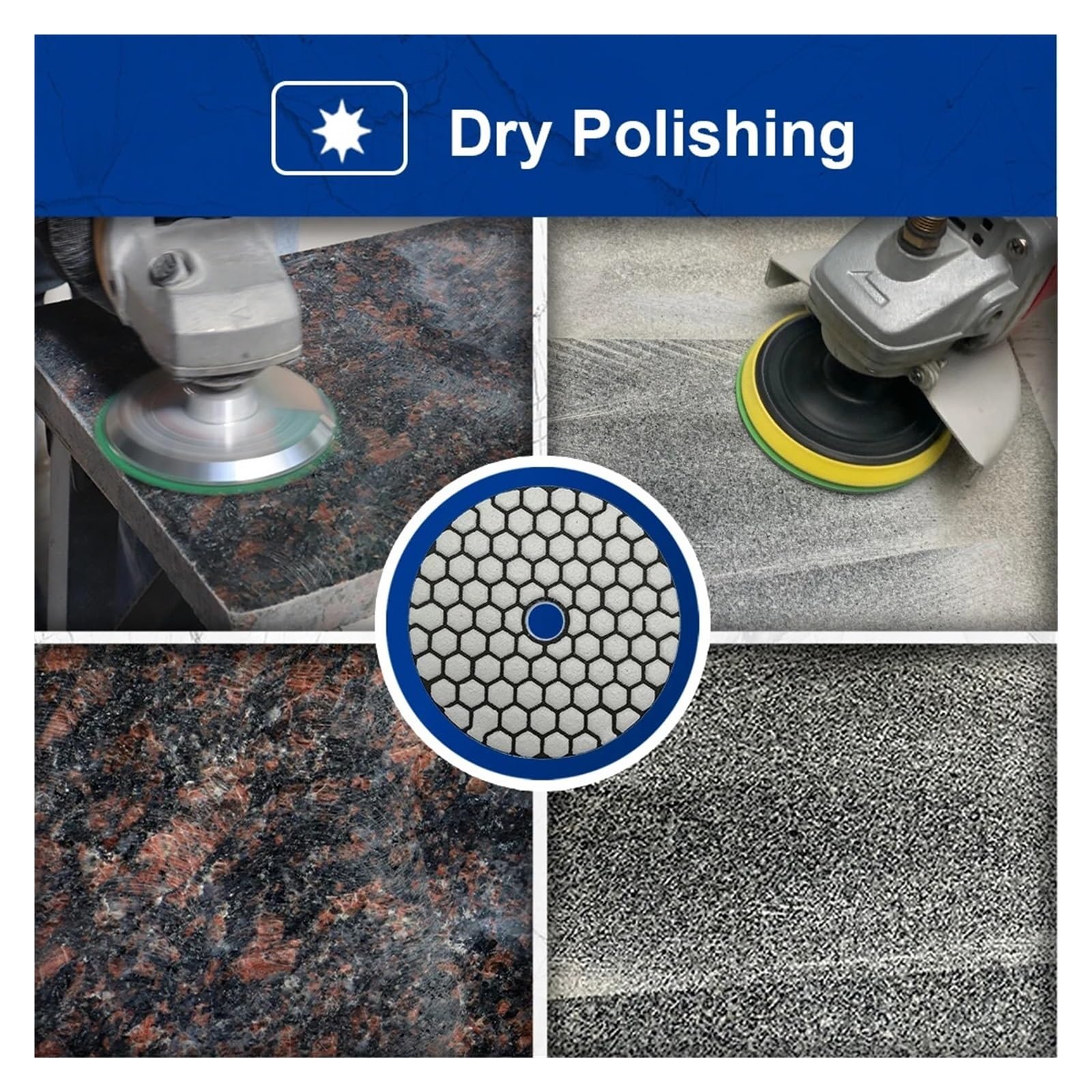Almohadillas de pulido en seco flexibles de diamante, disco de lijado abrasivo de 125mm/5 ", almohadilla pulidora de azulejos de cerámica, mármol, granito, 4 Uds.(4pcs 50)