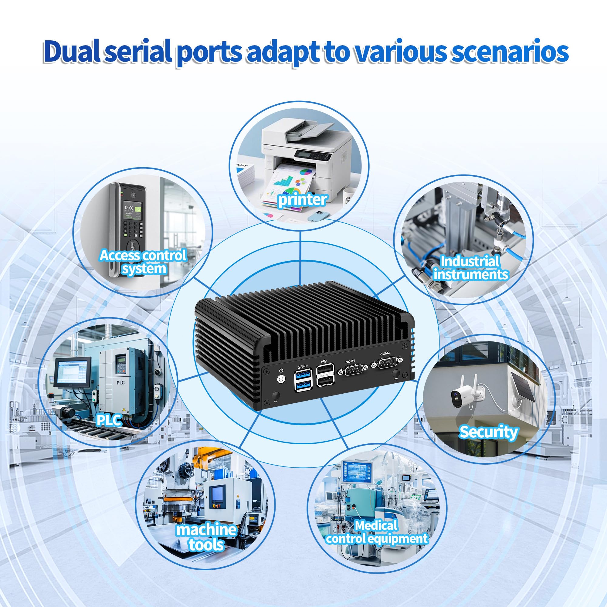 CWWK Mini PC Fanless, N2840 Industrial Embedded Computer, 2 x COM RS232/RS485, Dual Gigabit/1000M LAN, 8GB DDR3 RAM 128GB mSATA SSD, SIM, Mini-PCIe, HD, VGA, 4USB, SATA