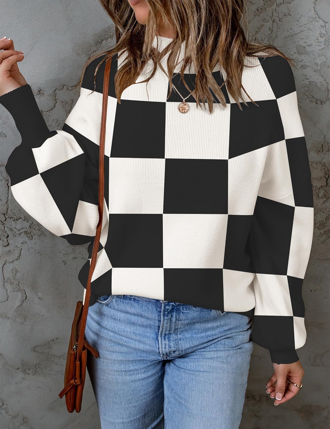 ZESICA Women's 2026 Spring Fashion Turtleneck Long Sleeve Striped Ribbed Knit Loose Pullover Sweater Tops - Image 2