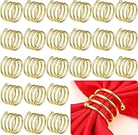 Moxweyeni 50 Pack Gold Spiral Metal Napkin Rings - Elegant Alloy Holders for Wedding, Christmas, Thanksgiving Table Decor
