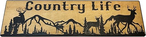 Miniatura 8 de Letrero - NEGRO - Vida en el campo Deer Mountain Scene - 4x12