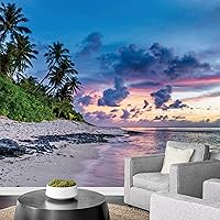 Vista 8 de SIGNWIN Mural de pared con vista al mar azul y playa extraíble, autoadhesivo, decoración de pared para dormitorio, sala de estar, 66 x 96 pulgadas