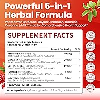 Vista 2 de VEV Berberine Supplement with Ceylon Cinnamon, Cayenne Pepper, Turmeric, Milk Thistle, Vegan & Non-GMO – 120 Capsules
