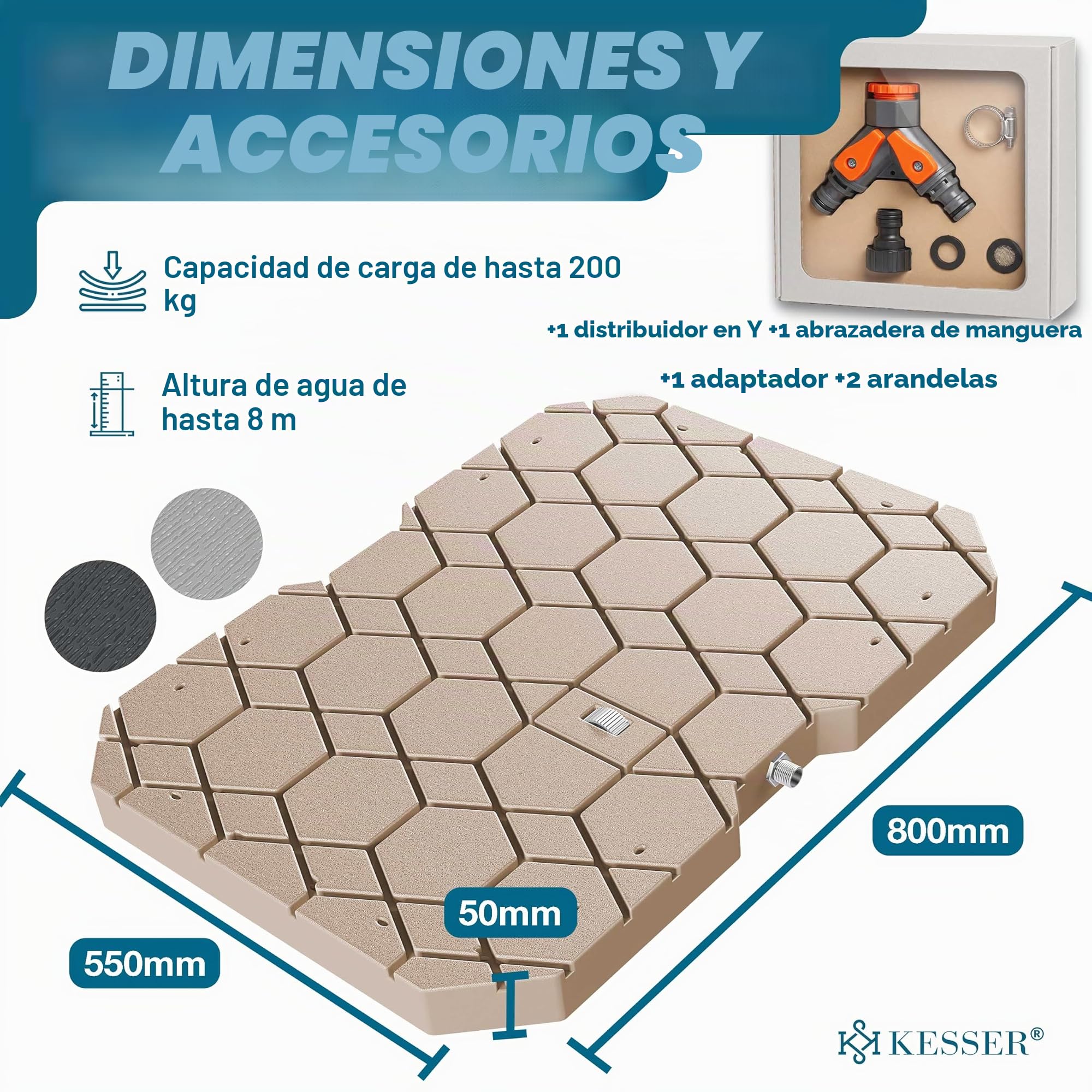 KESSER® Ducha de jardín Geo, ducha para todos - grande, pequeño y cuadrúpedos, antideslizante, resistente a los rayos UV y a la intemperie, inoxidable y resistente al moho, control mediante rueda de
