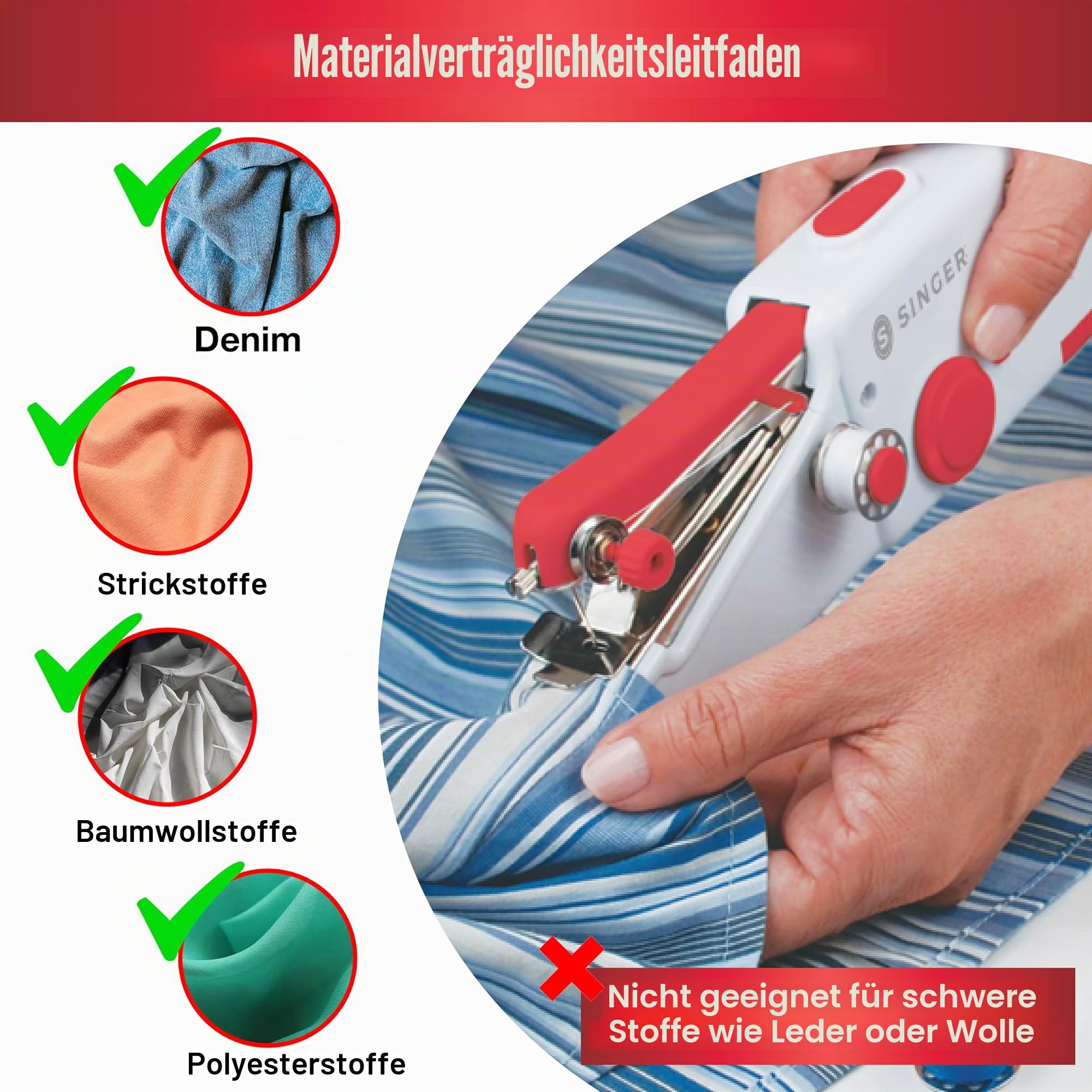 Tragbare Mini Nähmaschine Singer Stitch Sew Quick – Ideal für schnelle Reparaturen zu Hause und unterwegs