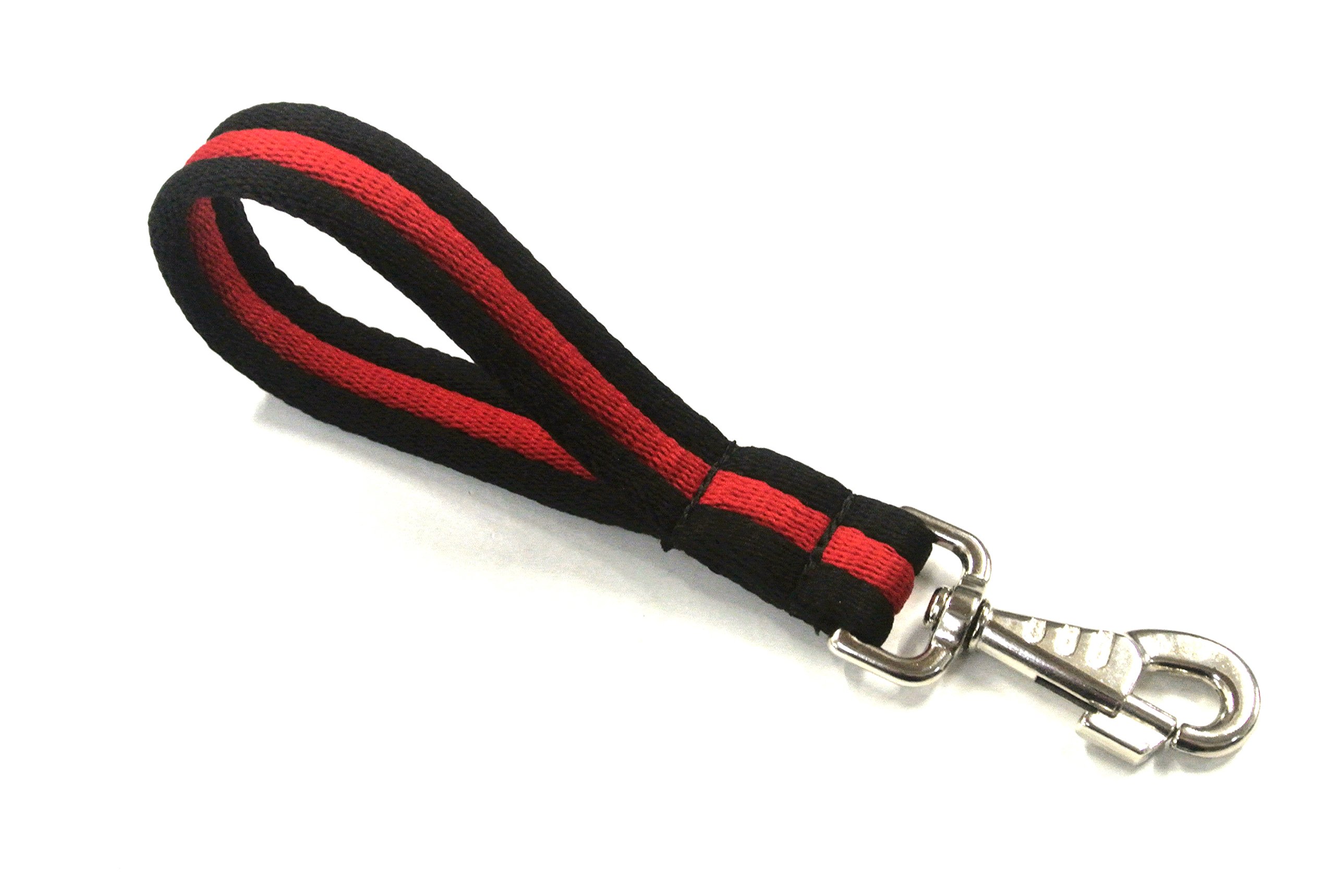 10" Short Close Control Dog Training Lead Leash 25mm Soft Air Webbing Traffic Walking Lead (10", Black/Red) — image 1