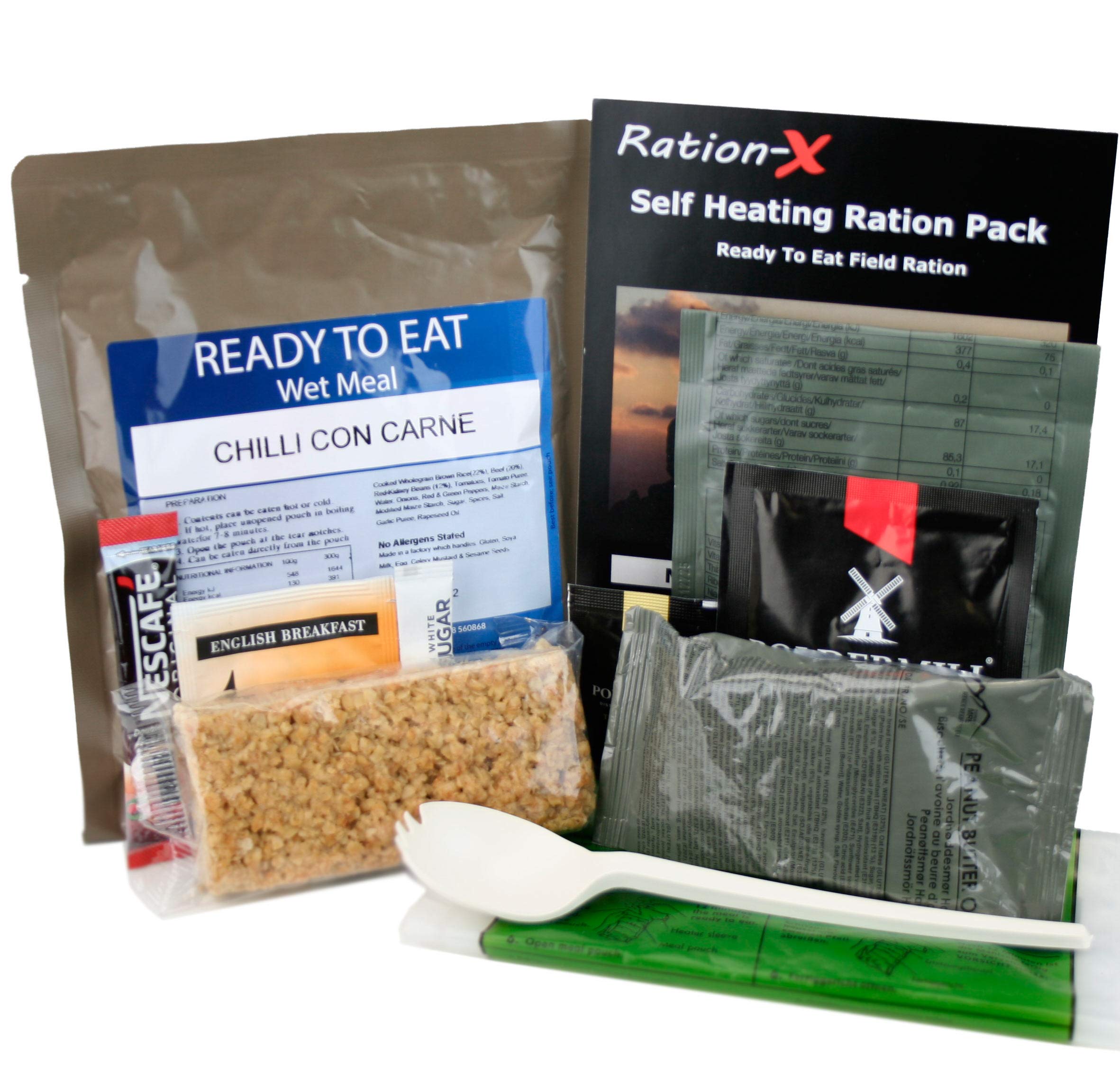 Pack of 5 Self Heating Field Ration Packs Ready to Eat Meals Menu A