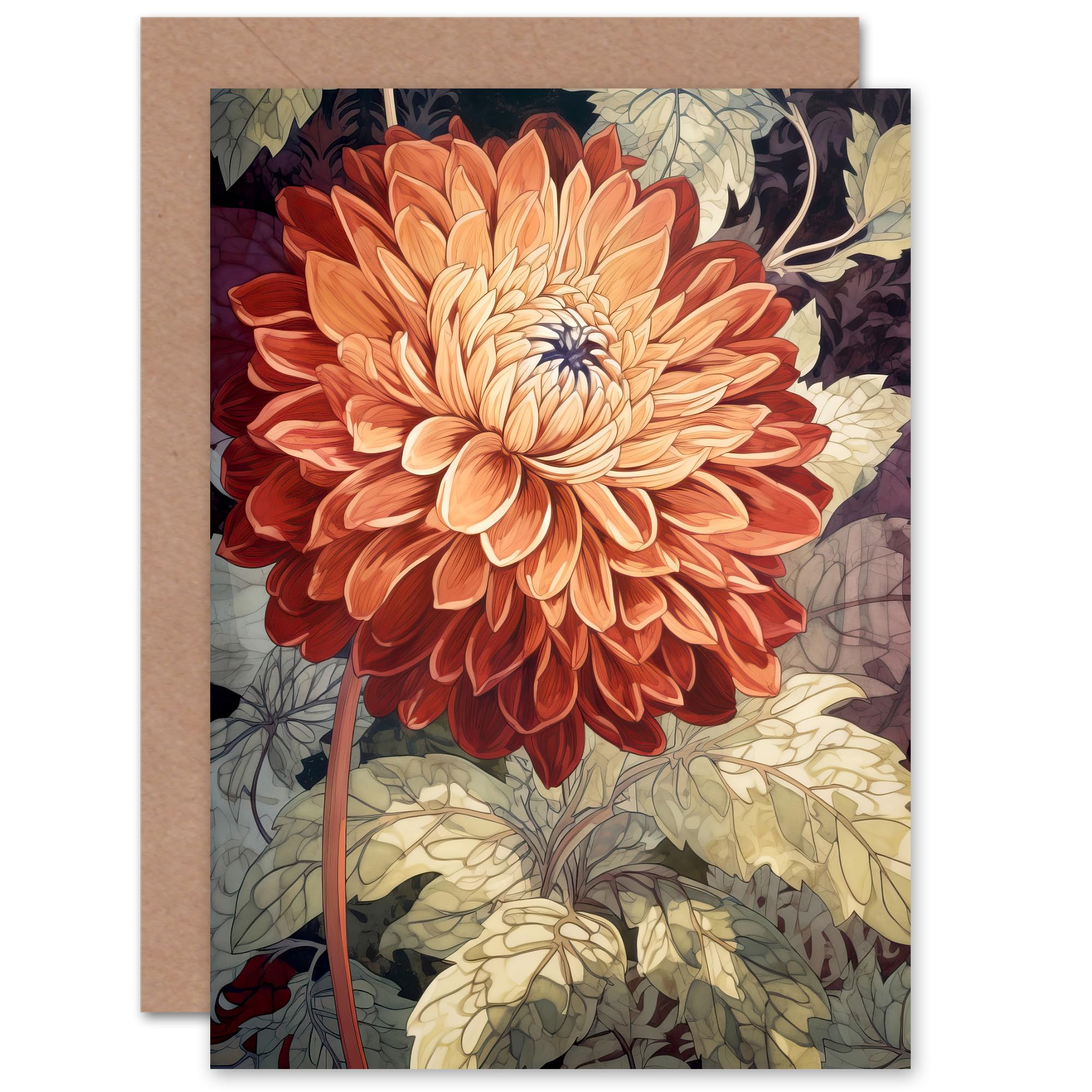 Artery8 Greeting Card - Watercolour Orange Dahlia - Birthday Card for Wife