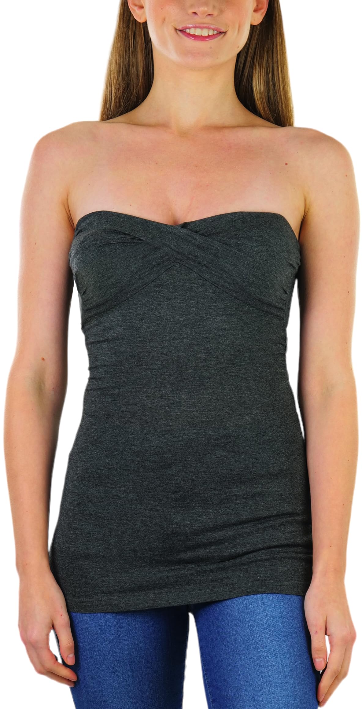 ToBeInStyle Women's Cotton-Spandex Blend Stretchy Tube Top