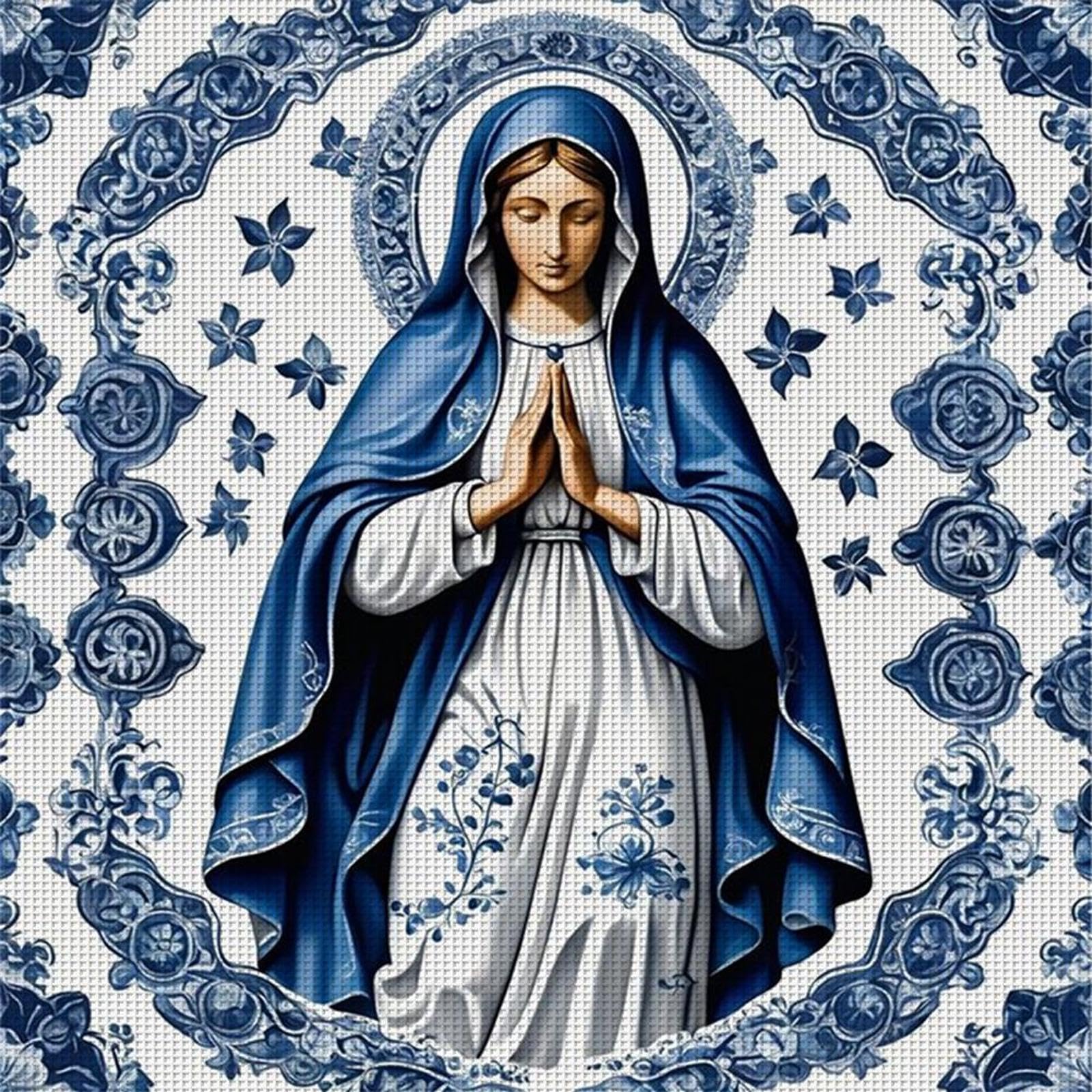 Easter Virgin Mary 14CT Stamped Cross Stitch Kits for Adults - Needlepoint Kits for Beginners, Embroidery Ornament Kit for Home Decor & Gifts(40 * 40cm)