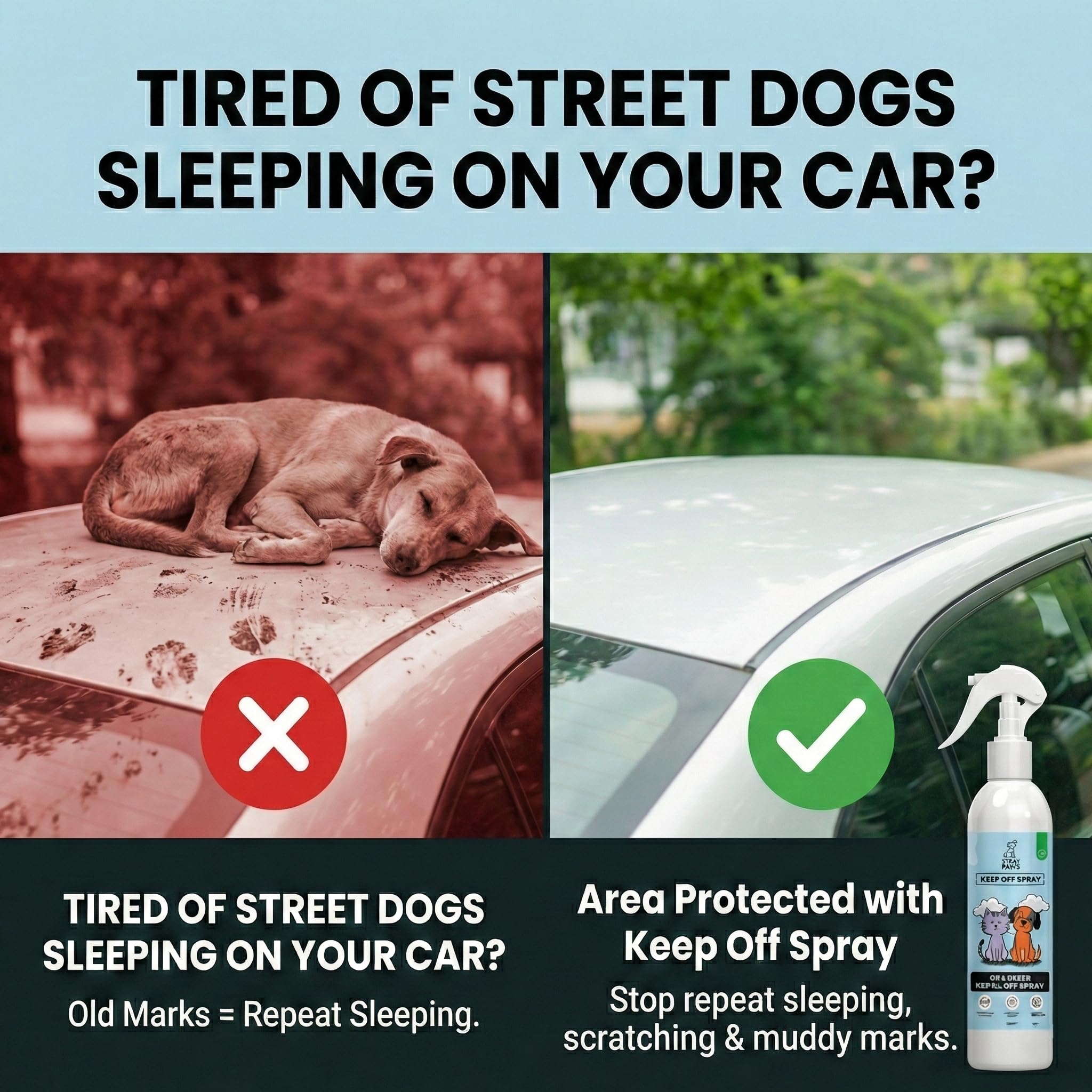 Stray Paws Keep Off Repellent Spray for Dogs and Cats- 200ml to Keep Street and Pet Dogs, Cats, Puppy, and Kitten Away from Kids, Adults Vehicle & Cars, for Indoor & Outdoor Use - Pack of 1