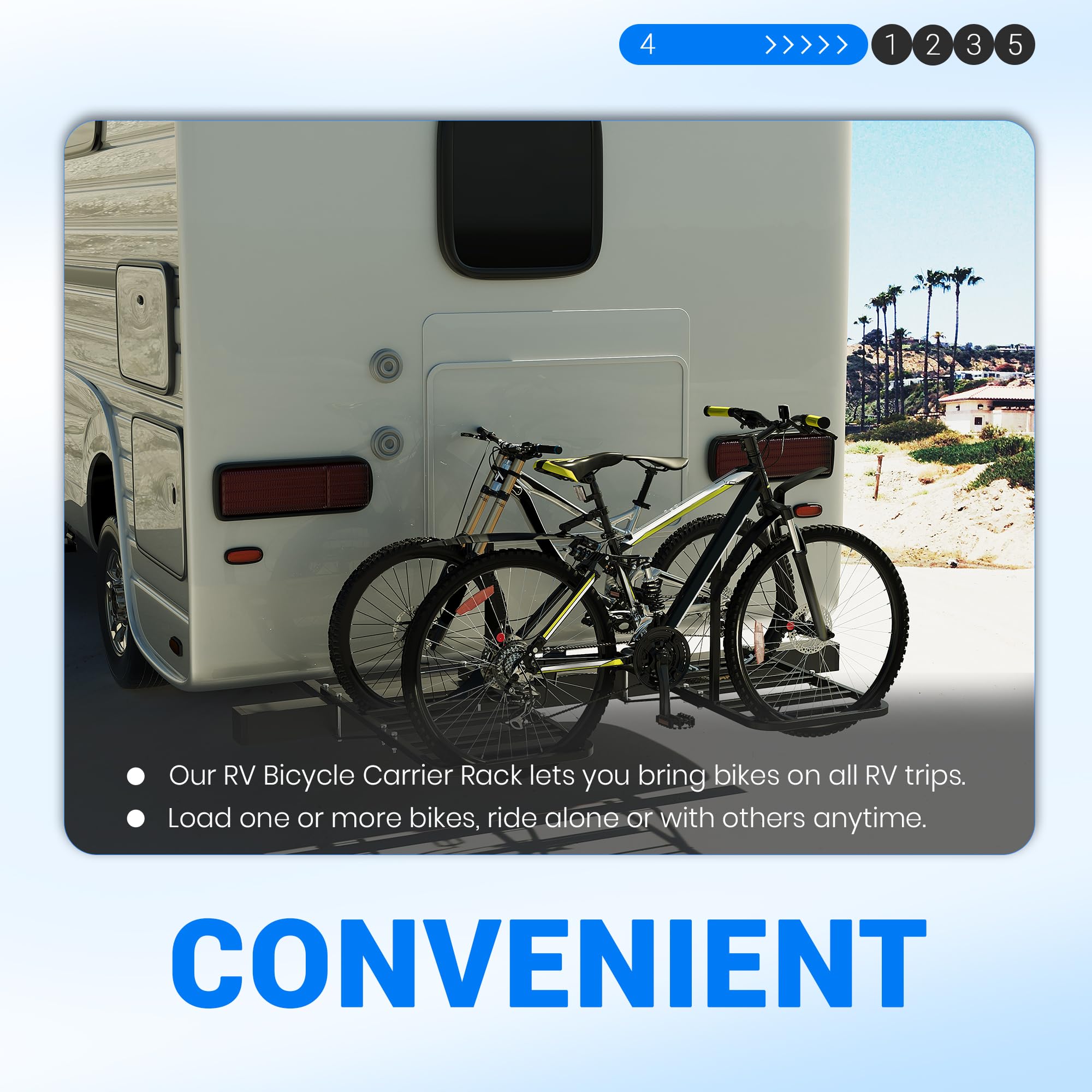 ECOTRIC Portabicicletas para autocaravana, remolque trasero, para 1-4 bicicletas