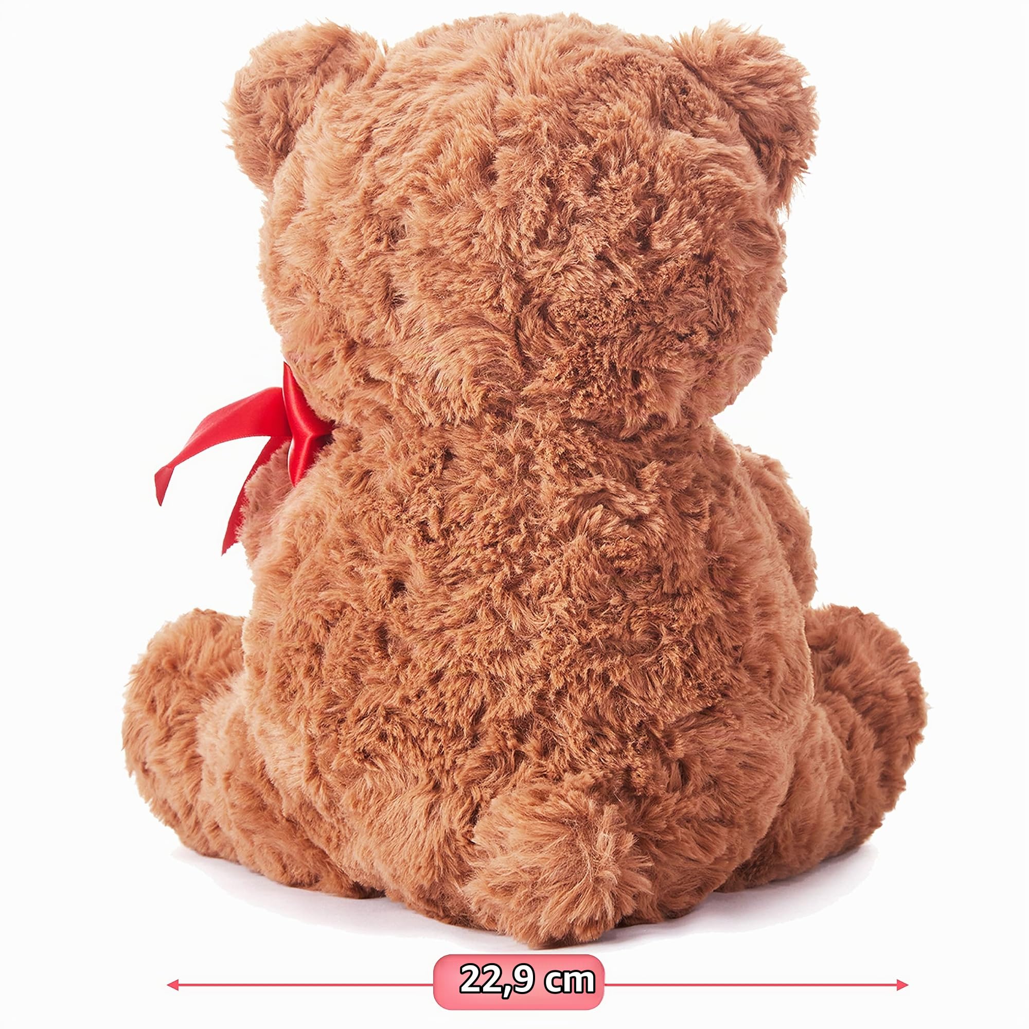 IKASA Orso Animale Peluche Amore con Fiocco per San Valentino,Simpatico Peluche 27cm con Rosa Piccolo Giocattolo Morbido,Regali per La fidanzata