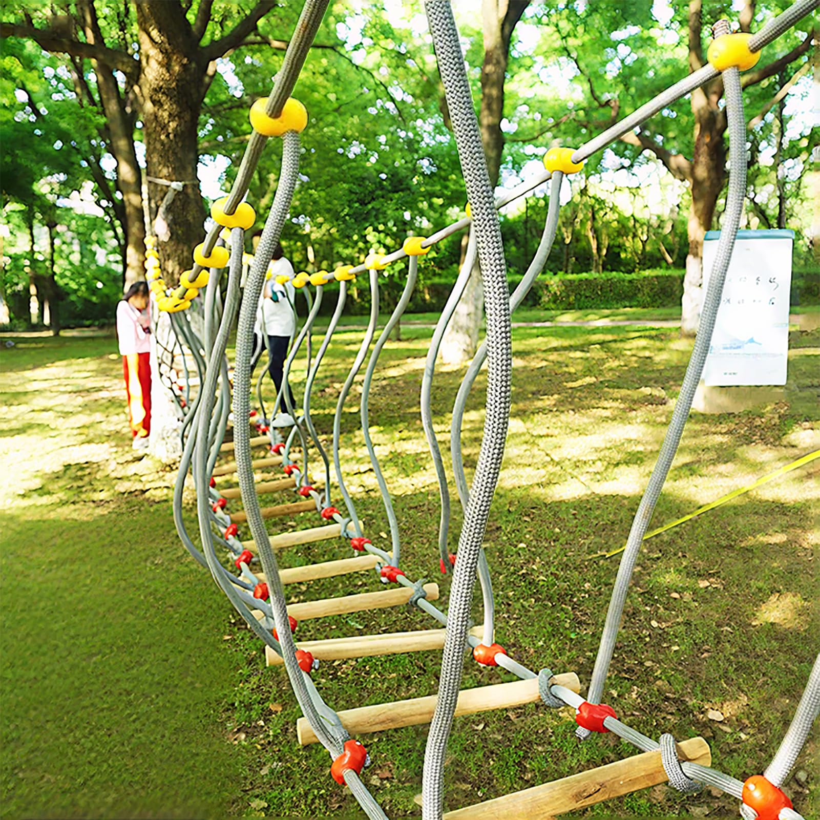 Puente de cuerda para niños al aire libre, 6 m, puente tambaleante, accesorio para casa de árbol, puente colgante para niños para marco de escalada, juegos parcours, tirolina, torre deslizante, torre