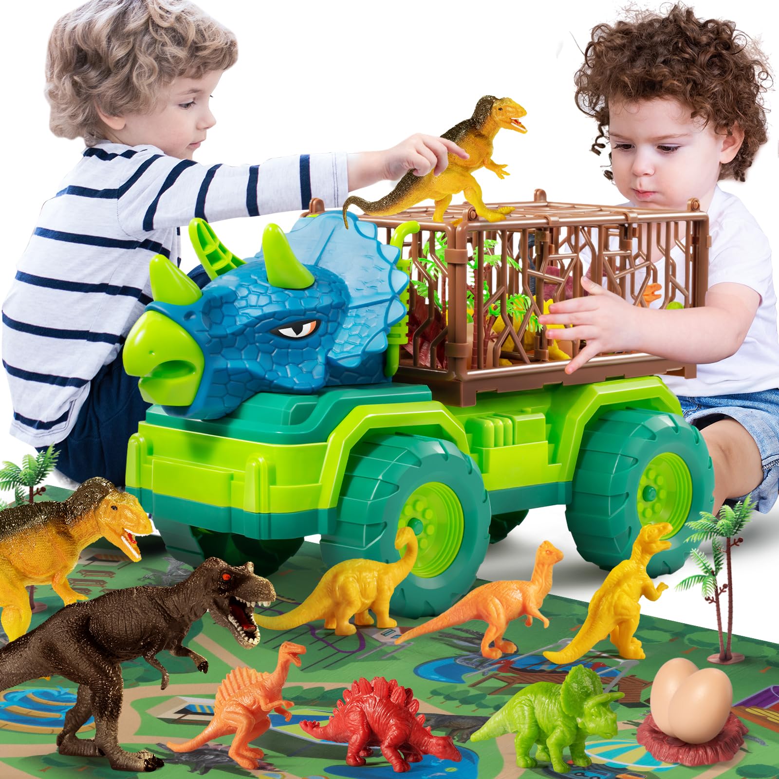 Snapklik.com : TEMI Dinosaur Truck Toy For Kids 3-5 Years, Triceratops ...