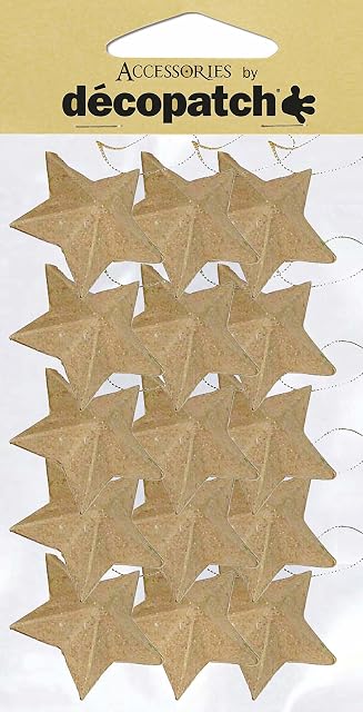 Décopatch - Ref AC355O - Star Baubles (Pack of 15) - Papier Maché Object to Decorate - 2 x 4 x 4cm - Decorate with Décopatch Papers & PaperPatch Glue, Glitter, Paints
