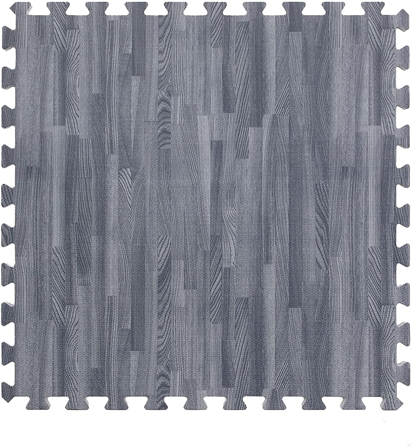 IncStores Premium Soft Wood Print Foam Flooring Tiles | Interlocking Foam Tiles for Home, Gym, Training and Yoga | 3/8" - Grey, 24 Square Feet