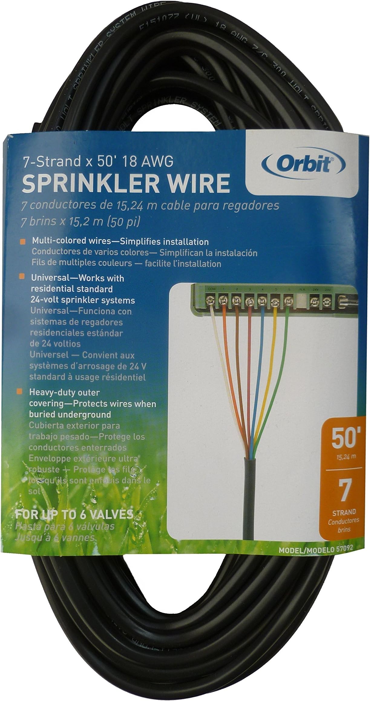 Orbit 57088 7Strd 100' Wire Sprinklr, 100 Feet