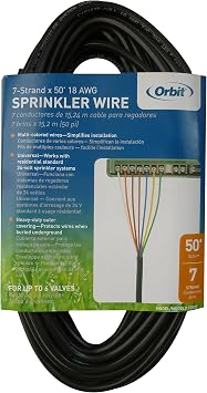 Orbit 57896 6-Station Outdoor Swing Panel Sprinkler System Timer , Green & 57092 7Strd 50' Sprinkler Wire, 50 Feet Green