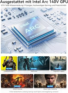GMKtec K13 Mini PC Intel Ultra 7 256V mit 5G LAN|PD-Stromversorgung(8K/8T Bis zu 4.8GHz) K13 Micro PC mit 16GB DDR5 8533 512GB PCIe 4.0 SSD mini Gaming pc mit grafikkarte Intel Arc 140V|USB 4.0 * 2