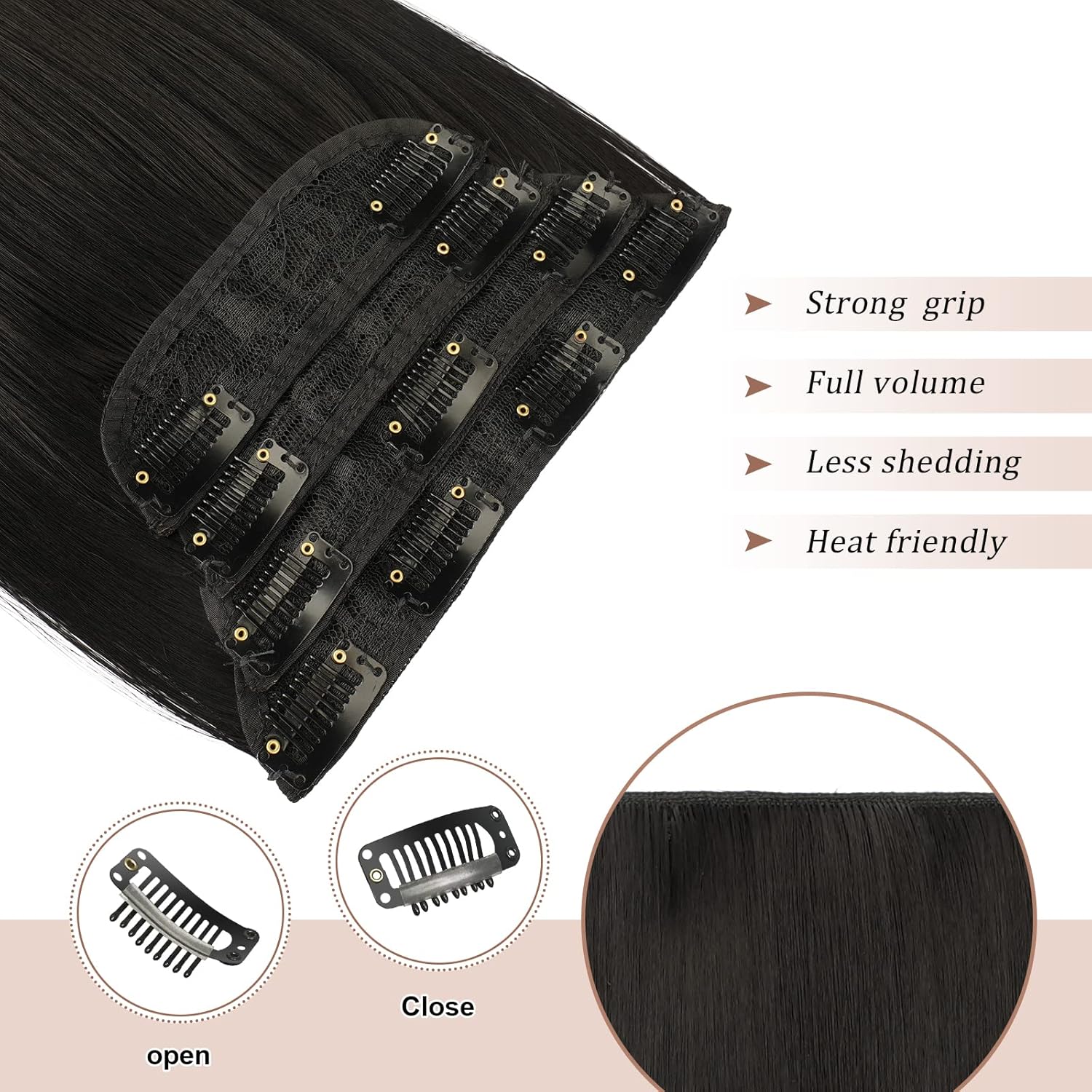 Buy FESHFEN Clip in Hair Extensions 4PCS Natural Black Thick Highlight Hairpieces Long Straight