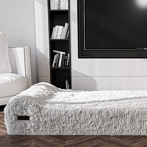 Miniatura 7 de Cama ortopédica jumbo para perros, cama para mascotas de espuma viscoelástica de 7 pulgadas de grosor con almohada con funda extraíble y forro