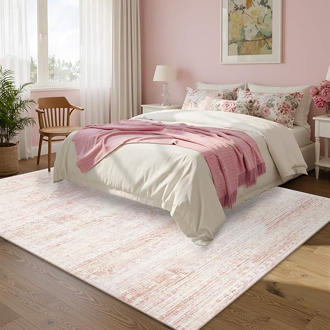 Alfombra Lavable 5x7 Latte&Fog Rosa para Habitación Niña miniatura 3