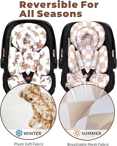 Miniatura 5 de Inserto de asiento de automóvil infantil con cojín extraíble para prematuro a niño, inserto reversible para asiento de automóvil recién nacido para