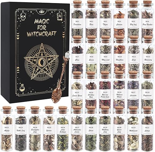 Witchcraft Supplies Hierbas – Kit de 30 botellas de hierbas secas para principiantes – Suministros de altar hierbas curativas hierbas naturales