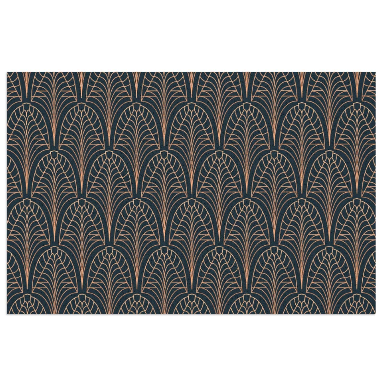 Door Mat Welcome Mat Art Deco Gold On Black Non Slip Doormats Floor Mat,Indoor Outdoor Entry Mat Rug,Catches Dust Easy to Clean Rug